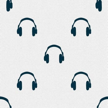 headsets icon sign. Seamless pattern with geometric texture. illustration