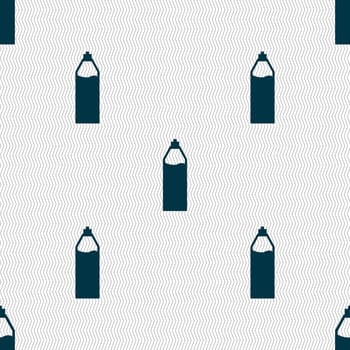 Plastic bottle with drink icon sign. Seamless abstract background with geometric shapes. illustration