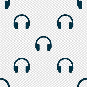 headsets icon sign. Seamless pattern with geometric texture. illustration