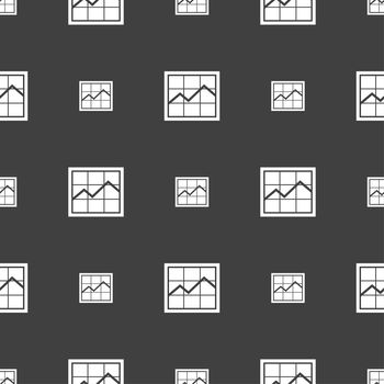 Chart icon sign. Seamless pattern on a gray background. illustration