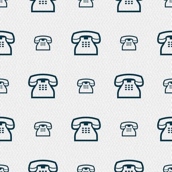 retro telephone handset icon sign. Seamless pattern with geometric texture. illustration