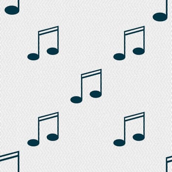 Music note sign icon. Musical symbol. Seamless abstract background with geometric shapes. illustration