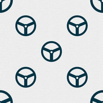 Steering wheel icon sign. Seamless abstract background with geometric shapes. illustration