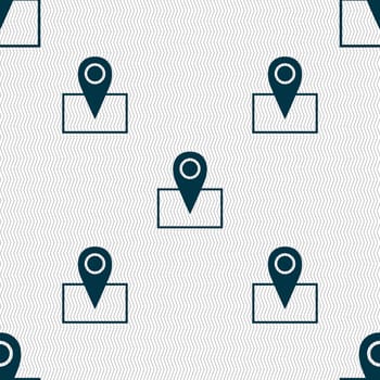 Map pointer icon sign. Seamless abstract background with geometric shapes. illustration