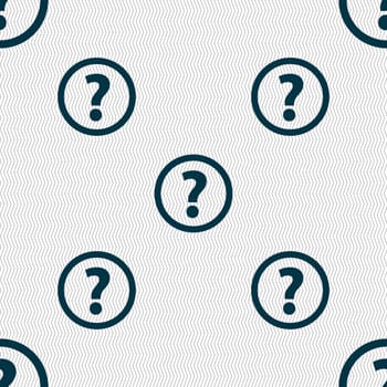 Question mark sign icon. Help speech bubble symbol. FAQ sign. Seamless abstract background with geometric shapes. illustration