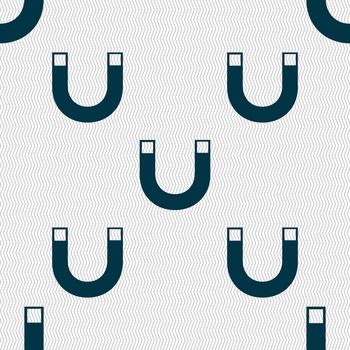 magnet sign icon. horseshoe it symbol. Repair sig. Seamless abstract background with geometric shapes. illustration