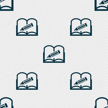 Book sign icon. Open book symbol. Seamless abstract background with geometric shapes. illustration