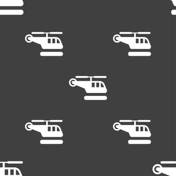 helicopter icon sign. Seamless pattern on a gray background. illustration
