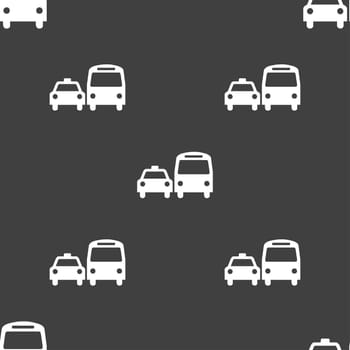 taxi icon sign. Seamless pattern on a gray background. illustration