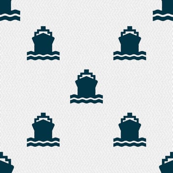 ship icon sign. Seamless pattern with geometric texture. illustration