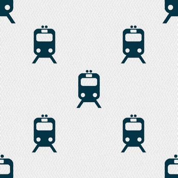 train icon sign. Seamless pattern with geometric texture. illustration