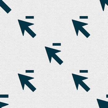 Cursor, arrow minus icon sign. Seamless abstract background with geometric shapes. illustration