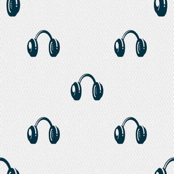 headsets icon sign. Seamless pattern with geometric texture. illustration