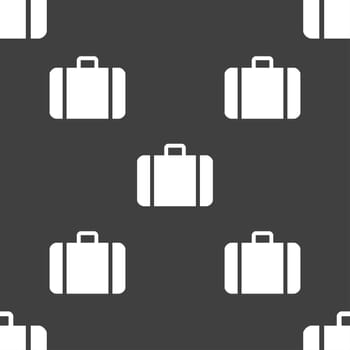 suitcase icon sign. Seamless pattern on a gray background. illustration