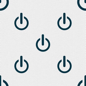 Power sign icon. Switch on symbol. Seamless abstract background with geometric shapes. illustration