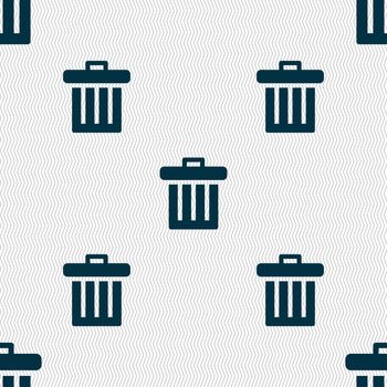 Recycle bin icon sign. Seamless pattern with geometric texture. illustration