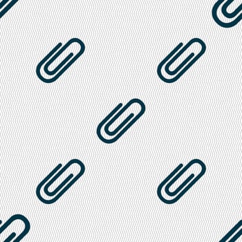 Paper clip sign icon. Clip symbol. Seamless abstract background with geometric shapes. illustration