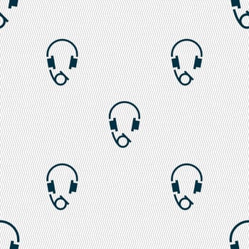 headsets icon sign. Seamless pattern with geometric texture. illustration