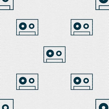 cassette sign icon. Audiocassette symbol. Seamless abstract background with geometric shapes. illustration