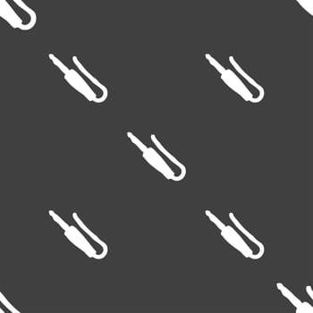 plug, mini jack icon sign. Seamless pattern on a gray background. illustration