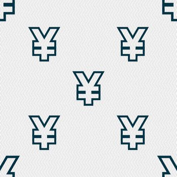 Yen JPY icon sign. Seamless pattern with geometric texture. illustration