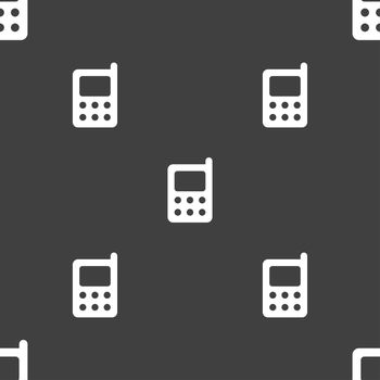 mobile phone icon sign. Seamless pattern on a gray background. illustration