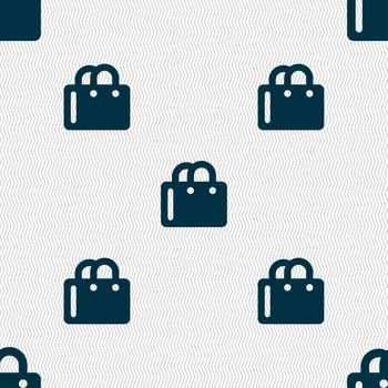 shopping bag icon sign. Seamless pattern with geometric texture. illustration