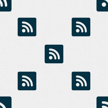 RSS feed icon sign. Seamless pattern with geometric texture. illustration