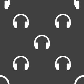 headsets icon sign. Seamless pattern on a gray background. illustration