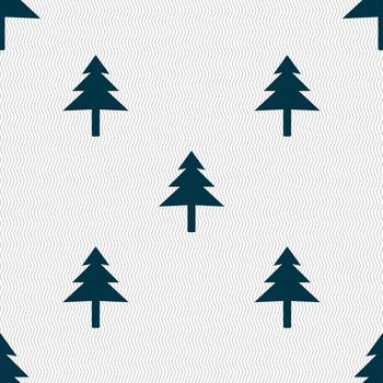 Christmas tree icon sign. Seamless pattern with geometric texture. illustration