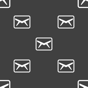 Mail, Envelope, Message icon sign. Seamless pattern on a gray background. illustration