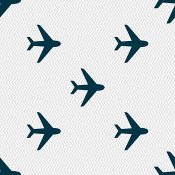 Plane icon sign. Seamless pattern with geometric texture. illustration