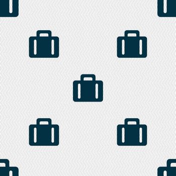 suitcase icon sign. Seamless pattern with geometric texture. illustration