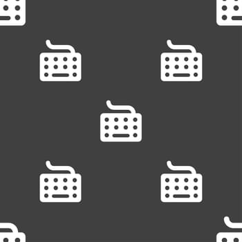 keyboard icon sign. Seamless pattern on a gray background. illustration