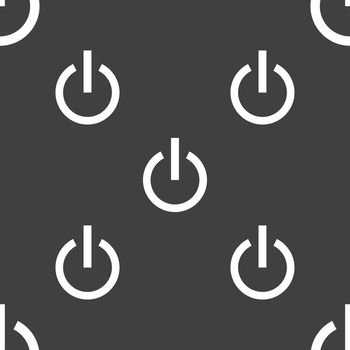 Power icon sign. Seamless pattern on a gray background. illustration