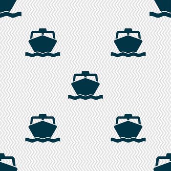 the boat icon sign. Seamless pattern with geometric texture. illustration