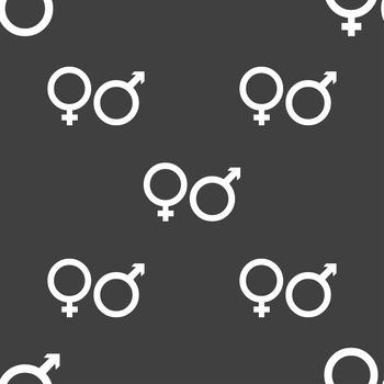 male and female icon sign. Seamless pattern on a gray background. illustration