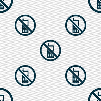 mobile phone is prohibited icon sign. Seamless pattern with geometric texture. illustration