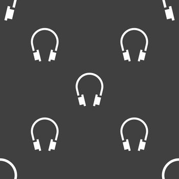 headsets icon sign. Seamless pattern on a gray background. illustration