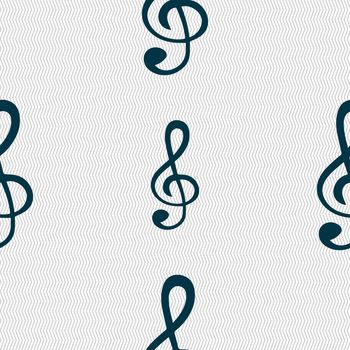 treble clef icon. Seamless abstract background with geometric shapes. illustration