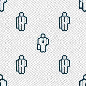 businessman icon sign. Seamless pattern with geometric texture. illustration