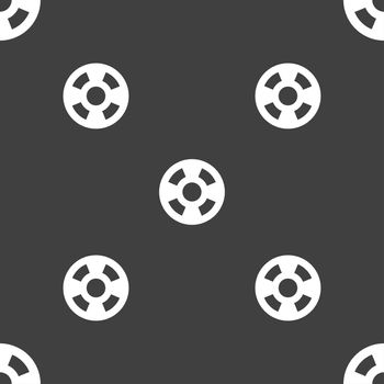 film icon sign. Seamless pattern on a gray background. illustration