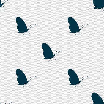 butterfly icon sign. Seamless pattern with geometric texture. illustration