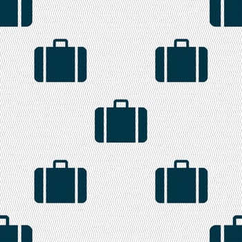 suitcase icon sign. Seamless pattern with geometric texture. illustration