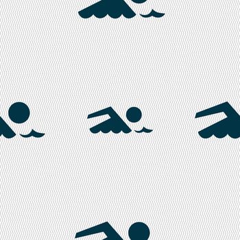 Swimming sign icon. Pool swim symbol. Sea wave. Seamless abstract background with geometric shapes. illustration