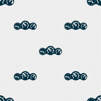 speed, speedometer icon sign. Seamless pattern with geometric texture. illustration