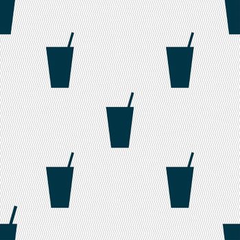 cocktail icon sign. Seamless pattern with geometric texture. illustration