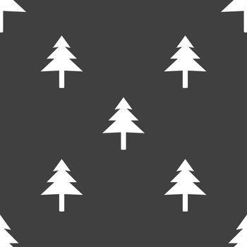 Christmas tree icon sign. Seamless pattern on a gray background. illustration