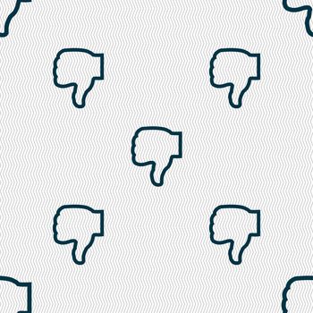 Dislike icon sign. Seamless pattern with geometric texture. illustration