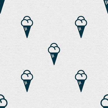 ice cream icon sign. Seamless pattern with geometric texture. illustration